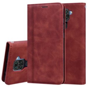 For Xiaomi Redmi Note 9 / Redmi 10X 4G Frosted Business Magnetic Horizontal Flip PU Leather Case with Holder & Card Slot & Lanyard(Brown) (OEM)