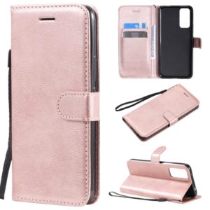 For Huawei Honor 30 Solid Color Horizontal Flip Protective Leather Case with Holder & Card Slots & Wallet & Lanyard(Rose Gold) (OEM)