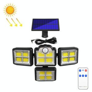 TG-TY085 Solar 4-Head Rotatable Wall Light with Remote Control Body Sensing Outdoor Waterproof Garden Lamp, Style: 198 COB Separated (OEM)