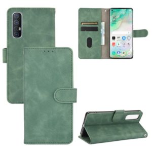 For OPPO Reno3 5G (Japanese Version) Solid Color Skin Feel Magnetic Buckle Horizontal Flip Calf Texture PU Leather Case with Holder & Card Slots & Wallet(Green) (OEM)
