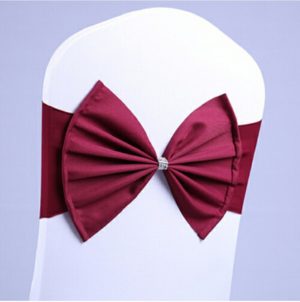 Spandex Chair Sash fit all chair Wedding Chair Sashes Bow Elastic Chair Ribbon Back Tie Bands for Wedding Party Ceremony Banquet(Wine Red) (OEM)