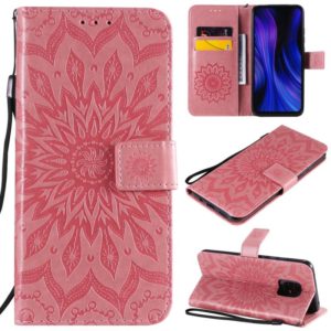 For Xiaomi Redmi 10X 5G / 10X Pro 5G Sun Embossing Pattern Horizontal Flip Leather Case with Card Slot & Holder & Wallet & Lanyard(Pink) (OEM)