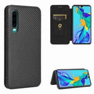 For Huawei P30 Carbon Fiber Texture Horizontal Flip TPU + PC + PU Leather Case with Card Slot(Black) (OEM)