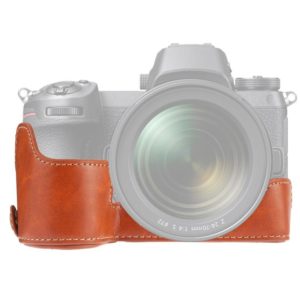 1/4 inch Thread PU Leather Camera Half Case Base for Nikon Z6 / Z7 (Brown) (OEM)
