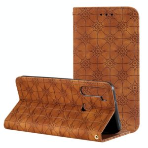 For Xiaomi Redmi Note 8T Lucky Flowers Embossing Pattern Magnetic Horizontal Flip Leather Case with Holder & Card Slots(Brown) (OEM)