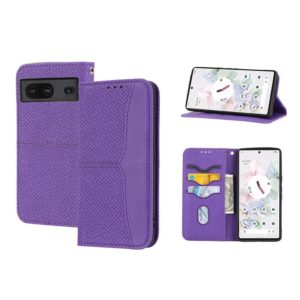 For Google Pixel 7 Woven Texture Stitching Magnetic PU Leather Phone Case(Purple) (OEM)