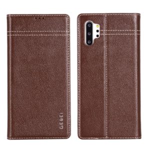 For Galaxy Note 10+ GEBEI Top-grain Leather Horizontal Flip Protective Case with Holder & Card Slots(Brown) (GEBEI) (OEM)