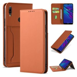 For Huawei Y6(2019) / Honor 8A Strong Magnetism Liquid Feel Horizontal Flip Leather Case with Holder & Card Slots & Wallet(Brown) (OEM)