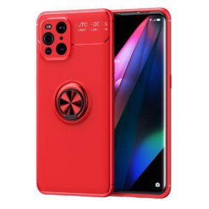 For OPPO Find X3 Metal Ring Holder 360 Degree Rotating TPU Case(Red+Red) (OEM)