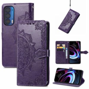For Motorola Edge 2021 Mandala Embossing Pattern Horizontal Flip Leather Case with Holder & Card Slots & Wallet & Lanyard(Purple) (OEM)