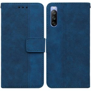 For Sony Xperia 10 III Geometric Embossed Leather Phone Case(Blue) (OEM)