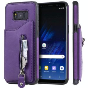 For Galaxy S8 Plus Solid Color Double Buckle Zipper Shockproof Protective Case(Purple) (OEM)
