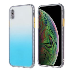 For iPhone X / XS Gradient Shockproof TPU + Acrylic Case with Detachable Buttons(Blue) (OEM)