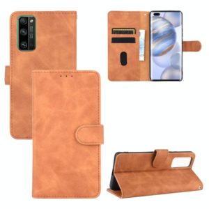 For Huawei Honor 30 Pro Solid Color Skin Feel Magnetic Buckle Horizontal Flip Calf Texture PU Leather Case with Holder & Card Slots & Wallet(Brown) (OEM)