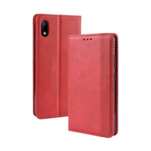 Magnetic Buckle Retro Crazy Horse Texture Horizontal Flip Leather Case for Wiko Jerry 4, with Holder & Card Slots & Photo Frame(Red) (OEM)