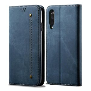 For Xiaomi Mi 9 Pro Denim Texture Casual Style Horizontal Flip Leather Case with Holder & Card Slots & Wallet(Blue) (OEM)