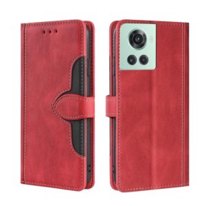 For OnePlus Ace / 10R Skin Feel Magnetic Buckle Leather Phone Case(Red) (OEM)