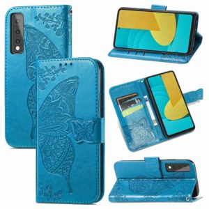 For LG Stylo 7 5G Butterfly Love Flower Embossed Horizontal Flip Leather Case with Bracket & Card Slot & Wallet & Lanyard(Blue) (OEM)