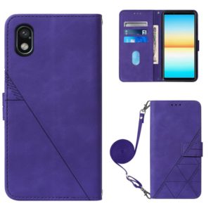 For Sony Xperia ACE III Crossbody 3D Embossed Flip Leather Phone Case(Purple) (OEM)