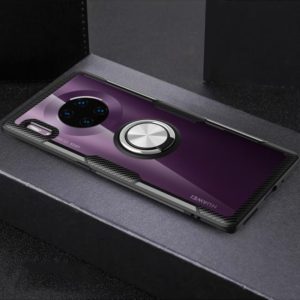 For Huawei Mate 30 Pro Shockproof TPU + Acrylic Protective Case with Metal Ring Holder(Silver Black) (OEM)