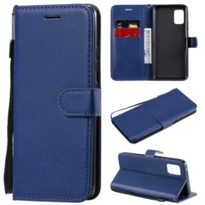 For Samsung Galaxy A51 5G Solid Color Horizontal Flip Protective Leather Case with Holder & Card Slots & Wallet & Photo Frame & Lanyard(Blue) (OEM)