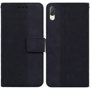 For Sony Xperia L3 Geometric Embossed Leather Phone Case(Black) (OEM)