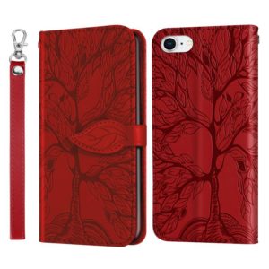 Life of Tree Embossing Pattern Horizontal Flip Leather Case with Holder & Card Slot & Wallet & Photo Frame & Lanyard For iPhone 8 & 7(Red) (OEM)