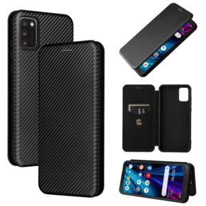 For TCL A3X Carbon Fiber Texture Horizontal Flip Leather Phone Case with Card Slot(Black) (OEM)