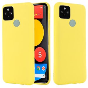 For Google Pixel 5A Solid Color Liquid Silicone Dropproof Full Coverage Protective Case(Yellow) (OEM)