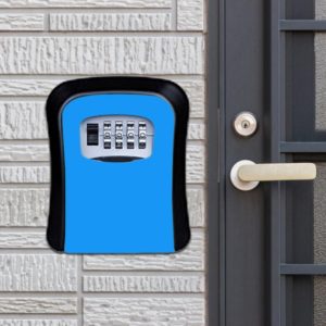 Password Lock Metal Storage Box Door Security Box Wall Cabinet Key Safety Box(Blue) (OEM)
