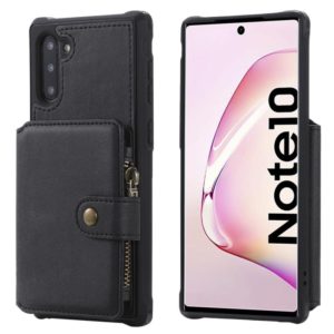 For Galaxy Note 10 Buckle Zipper Shockproof Protective Case with Holder & Card Slots & Wallet & Lanyard & Photos Frames(Black) (OEM)