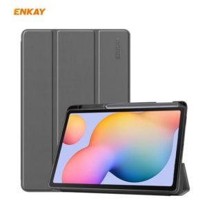 For Samsung Galaxy Tab S6 Lite P610 / P615 / Tab S6 Lite 2022 / P613 / P619 ENKAY Leather Smart Tablet Case with Pen Slot(Grey) (ENKAY) (OEM)