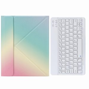 H-097 Bluetooth Keyboard Leather Case with Rear Three-fold Holder For iPad 9.7 2018 & 2017(Rainbow) (OEM)