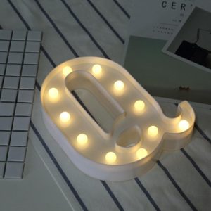 Alphabet Q English Letter Shape Decorative Light, Dry Battery Powered Warm White Standing Hanging LED Holiday Light (OEM)