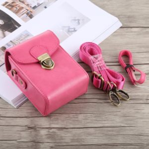 Full Body Camera Buckle Lock PU Leather Case Bag with Hand Strap & Neck Strap for Canon G7X II / G9X Mark II, Sony RX100 / M2(Pink) (OEM)