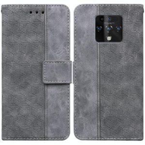 For Tecno Camon 16 Premier Geometric Embossed Leather Phone Case(Grey) (OEM)