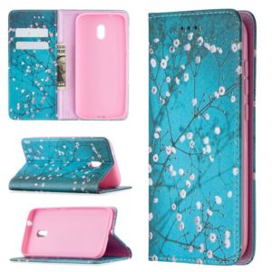 For Nokia C1 Plus Colored Drawing Pattern Invisible Magnetic Horizontal Flip PU Leather Case with Holder & Card Slots & Wallet(Plum Blossom) (OEM)