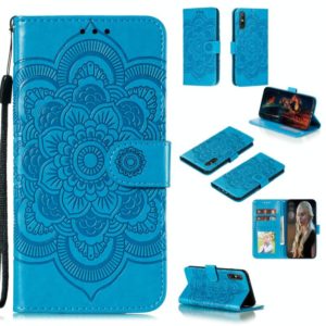 For Huawei Enjoy 10e Mandala Embossing Pattern Horizontal Flip PU Leather Case with Holder & Card Slots & Walle & Lanyard(Blue) (OEM)