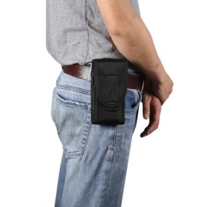 For 6.7 inch and Below Phones Multifunctional Universal Vertical Nylon Fabric Waist Bag Tactical Belt Bag(Black) (OEM)