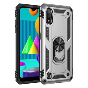 For Samsung Galaxy M01 Shockproof TPU + PC Protective Case with 360 Degree Rotating Holder(Silver) (OEM)