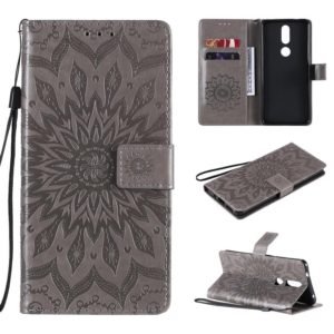 For Nokia 2.4 Sun Embossing Pattern Horizontal Flip Leather Case with Card Slot & Holder & Wallet & Lanyard(Grey) (OEM)
