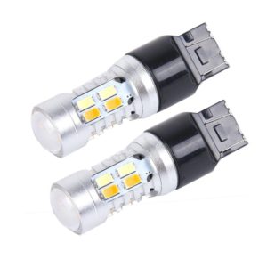 2 PCS T20/7443 10W 1000 LM 6000K White + Yellow Light Turn Signal Light with 20 SMD-5730-LED Lamps And Len. DC 12-24V (OEM)