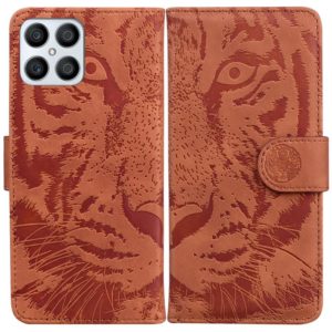 For Honor X8 Tiger Embossing Pattern Horizontal Flip Leather Phone Case(Brown) (OEM)