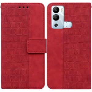 For Infinix Hot 12i Geometric Embossed Leather Phone Case(Red) (OEM)