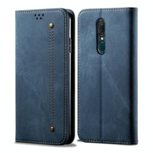 For OPPO A9 / F11 Denim Texture Casual Style Horizontal Flip Leather Case with Holder & Card Slots & Wallet(Blue) (OEM)