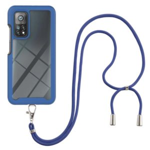 For Xiaomi Mi 10T / 10T Pro Starry Sky Solid Color Series Shockproof PC + TPU Protective Case with Neck Strap(Blue) (OEM)