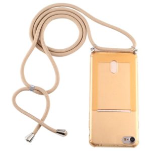 For iPhone 6s / 6 Transparent TPU Protective Case with Lanyard & Card Slot(Gold) (OEM)