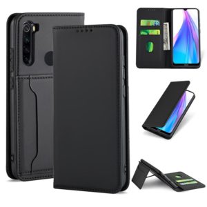 For Xiaomi Redmi Note 8T(India Version) Strong Magnetism Shockproof Horizontal Flip Liquid Feel Leather Case with Holder & Card Slots & Wallet(Black) (OEM)