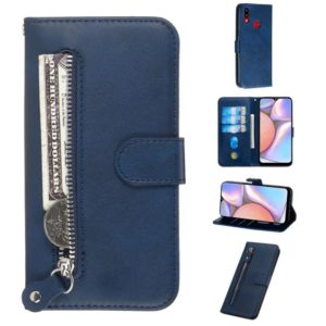 For Galaxy A10s Fashion Calf Texture Zipper Horizontal Flip PU Leather Case, with Holder & Card Slots & Wallet(Blue) (OEM)