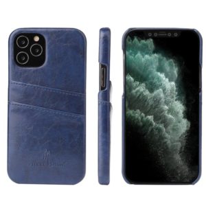 For iPhone 12 Pro Max Fierre Shann Retro Oil Wax Texture PU Leather Case with Card Slots(Blue) (FIERRE SHANN) (OEM)